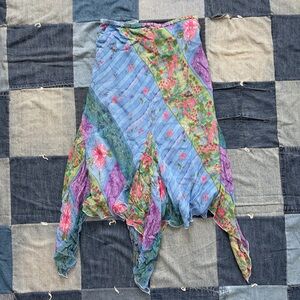 vintage handkerchief asymmetrical floral boho skirt papillon size M